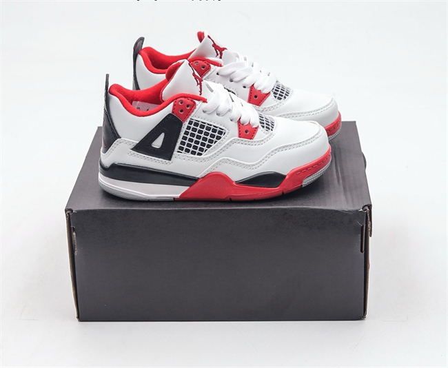Youth Running weapon Super Quality Air Jordan 4 White/Red Shoes 039